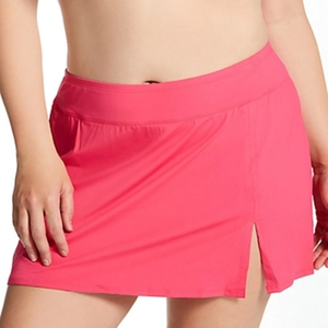 BLEU Rod Beattie Plus Ring Me Up High Waist Swim Skirt Rose Red Pink‎ 20W